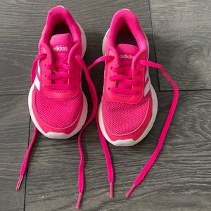 Pink/white little girl adidas sneakers
